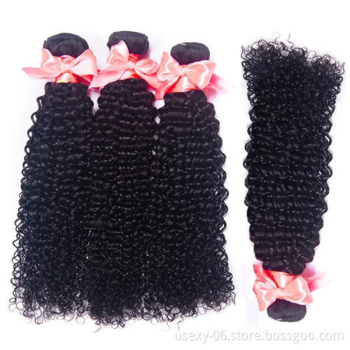 Very Smooth And Soft 10A Afro Kinky Curly Brazilian  Kinky Curly Straight Virgin Human Hair  Bundles With Closure